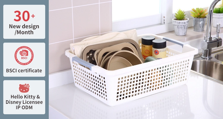 Multi-Use Large Capacity Storage Bin for Kitchen Accessories Junk Shelves Plastic Hollow out Food Storage Organizer Basket