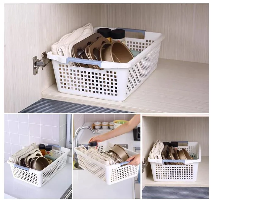 Multi-Use Large Capacity Storage Bin for Kitchen Accessories Junk Shelves Plastic Hollow out Food Storage Organizer Basket